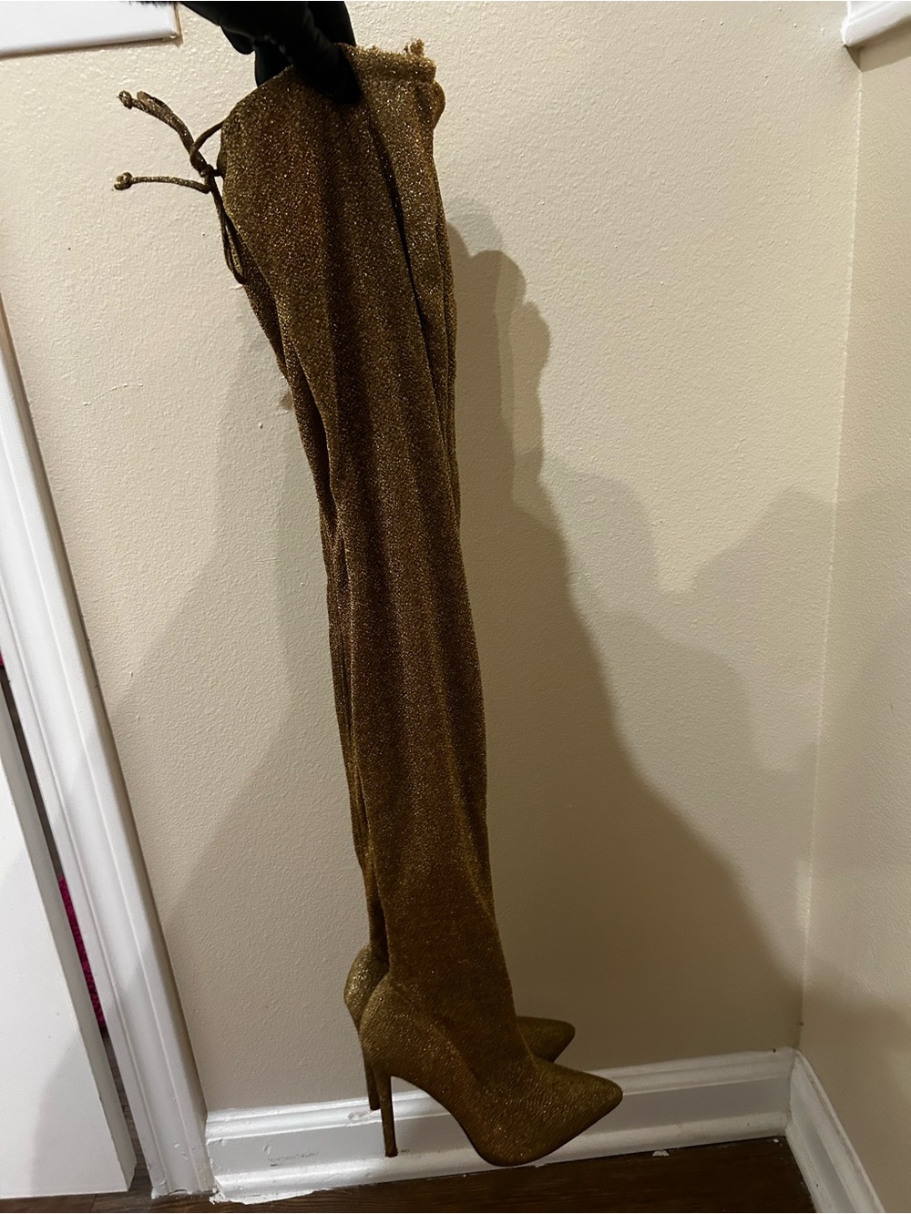 Gold Glitter Over-the-Knee Stiletto Boots